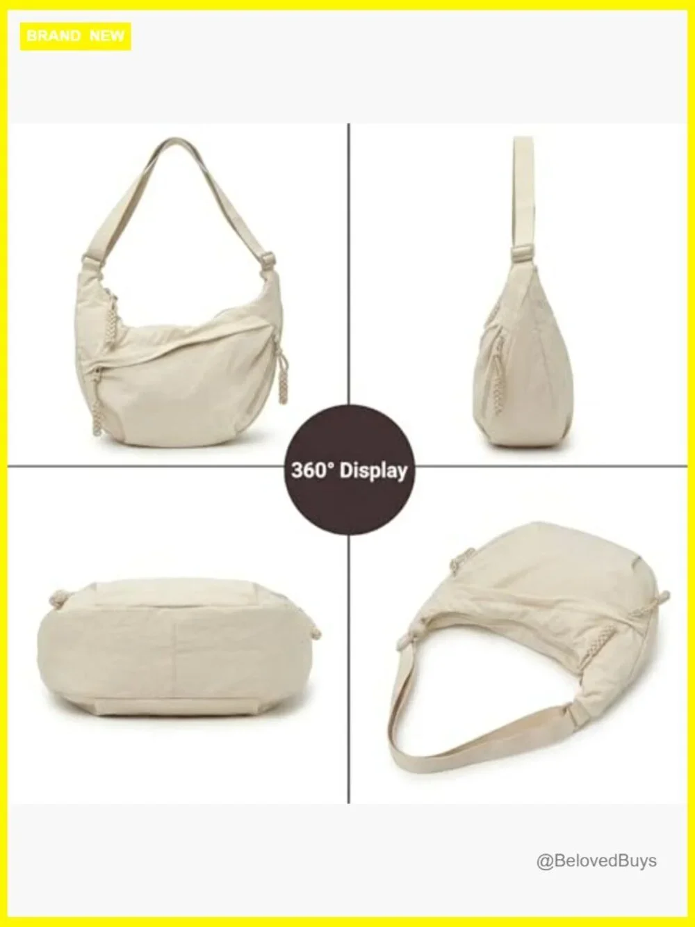 Nylon Slouchy Crescent Hobo Bag Crossbody Shoulder Tote Lightweight Travel Purse